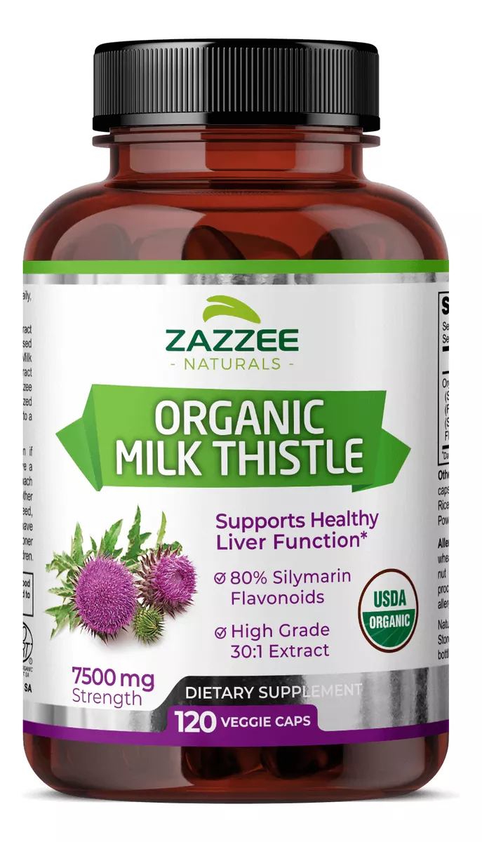 Zazzee Naturals Cardo Mariano Orgánico Salud Hígado 120 Capsulas