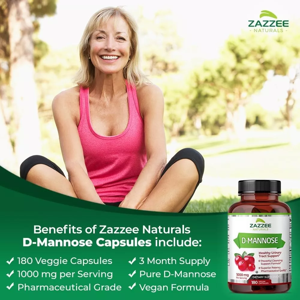 Foto 4 pulgar | Suplemento Zazzee Naturals D-mannose Alivio Natural Para El Tracto Urinario Y Bienestar Digestivo  1000 Mg 180 Cápsulas