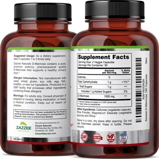 Foto 4 | Suplemento Zazzee Naturals D-mannose Alivio Natural Para El Tracto Urinario Y Bienestar Digestivo 1000 Mg 180 Cápsulas