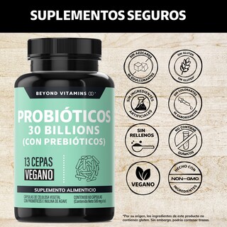 Foto 2 | Suplemento Alimenticio Probioticos 30 Billion Prebióticos Inulina De Agave 13 Cepas Beyond Vitamins 60 Cápsulas