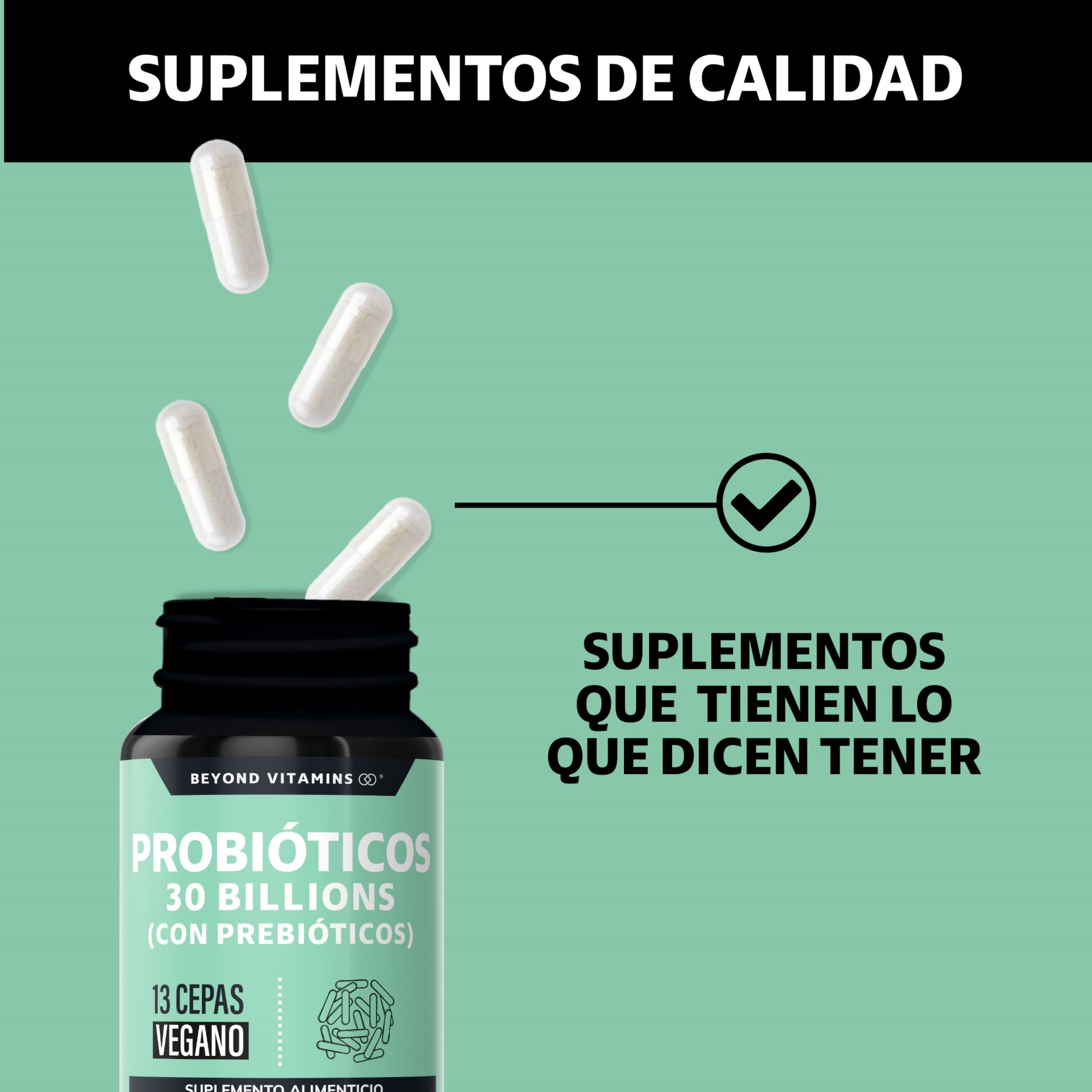 Foto 5 pulgar | Suplemento Alimenticio Probioticos 30 Billion Prebióticos Inulina De Agave 13 Cepas Beyond Vitamins 60 Cápsulas