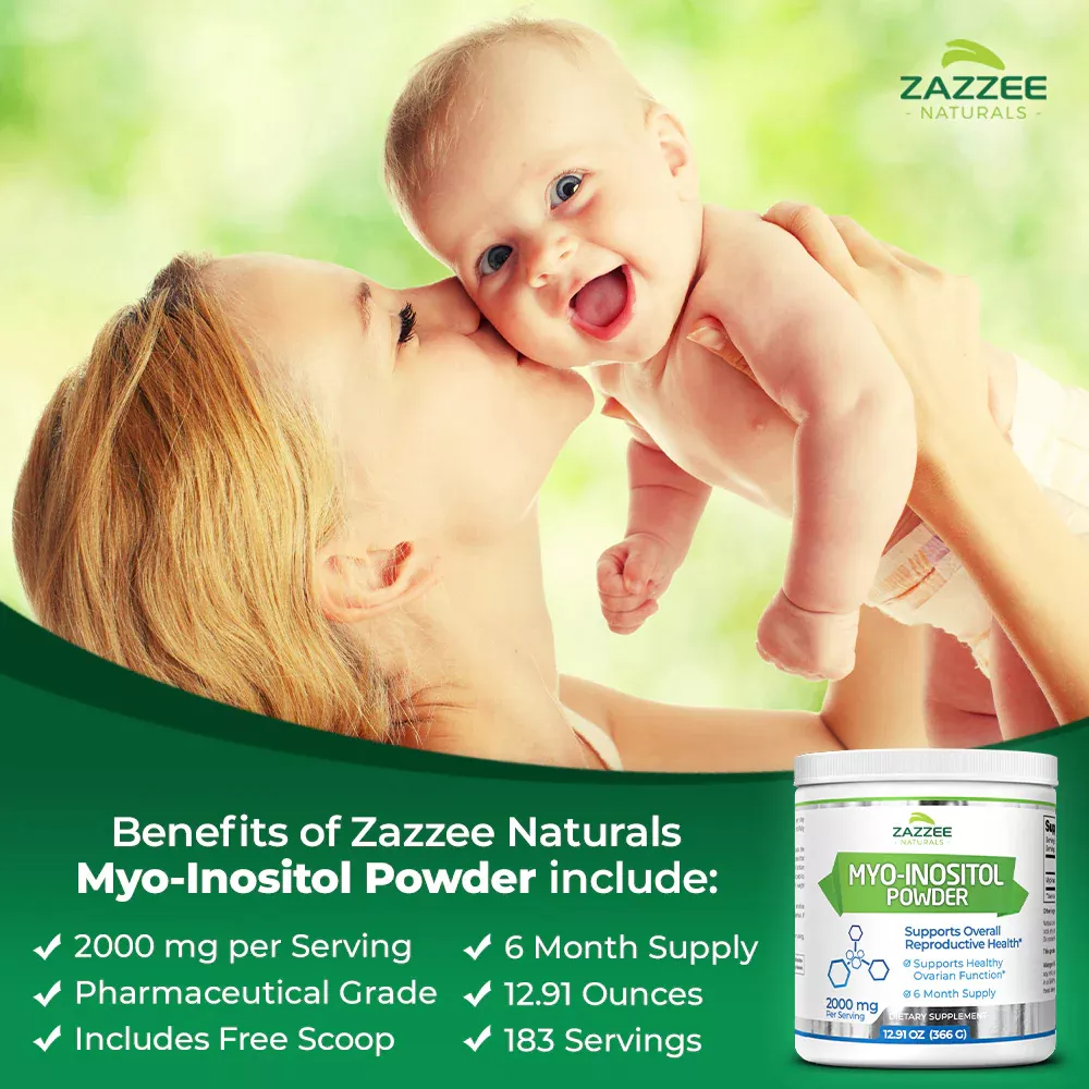 Foto 4 pulgar | Suplemento Zazzee Naturals Myo-inositol Powder Regulación Hormonal Y Mejora De La Fertilidad 366g