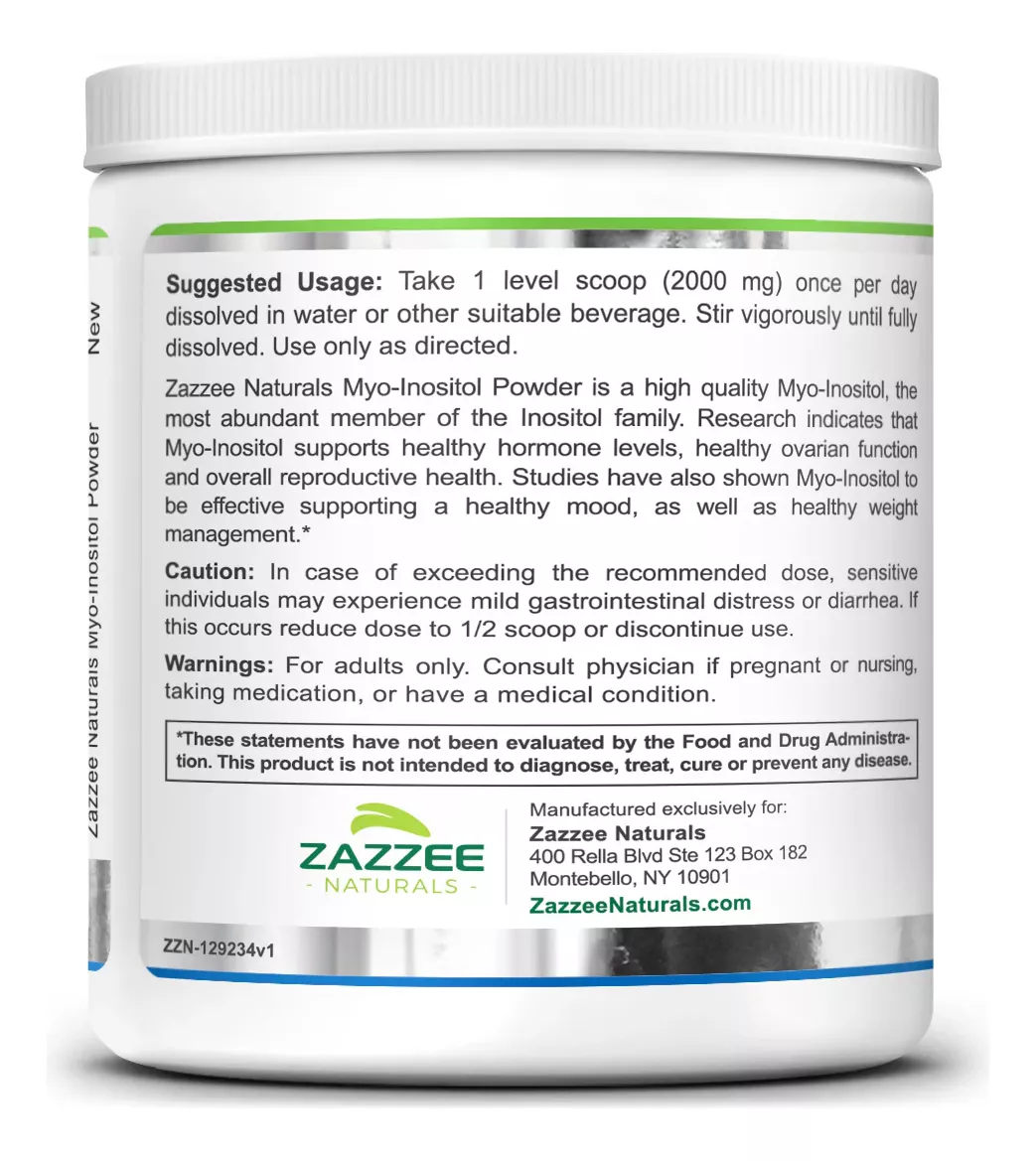 Foto 6 pulgar | Suplemento Zazzee Naturals Myo-inositol Powder Regulación Hormonal Y Mejora De La Fertilidad 366g