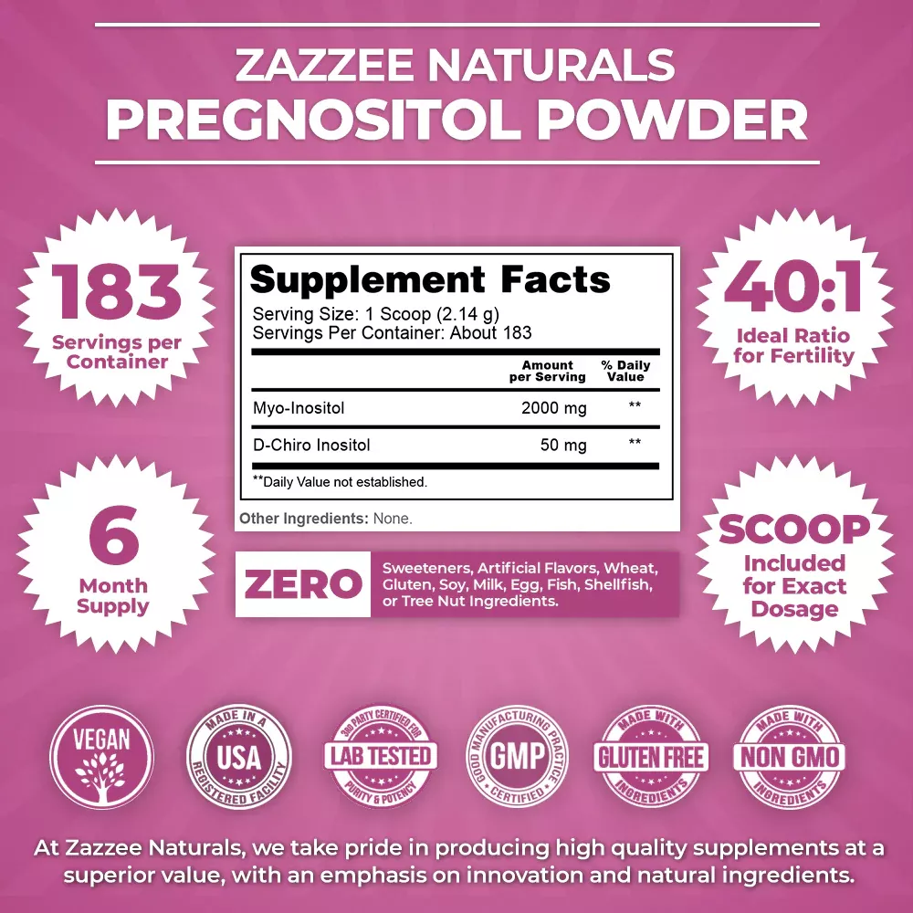 Foto 4 pulgar | Zazzee Pregnositol Equilibrio Hormonal Y Apoyo A La Fertilidad 392g