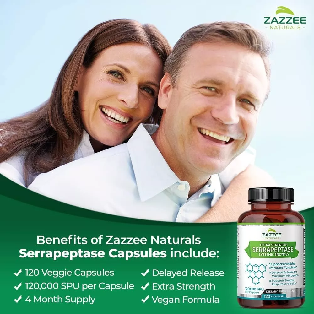 Foto 4 | Zazzee Serrapeptase 120,000 Spu Alivia El Dolor Y La Inflamación 120 Capsulas