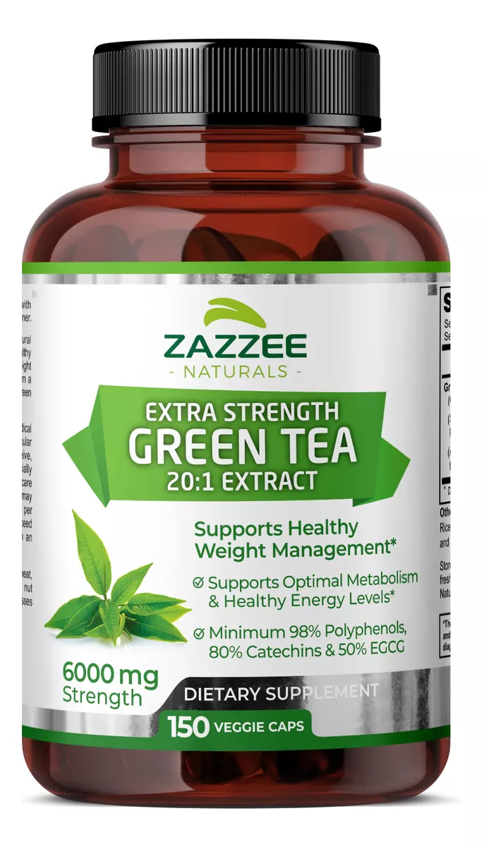 Suplemento Zazzee Naturals Green Tea 6000mg : Antioxidantes, Energía Y Apoyo En La Pérdida De Pso Y Grasa 150 Cápsulas