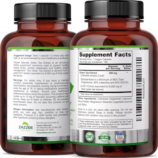 Foto 3 | Suplemento Zazzee Naturals Green Tea 6000mg : Antioxidantes, Energía Y Apoyo En La Pérdida De Pso Y Grasa 150 Cápsulas