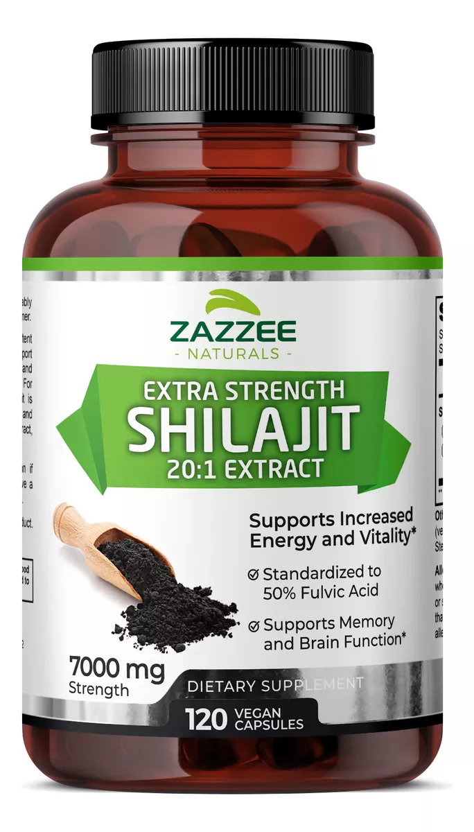 Foto 2 pulgar | Suplemento Zazzee Naturals Extra Strength Shilajit  Energía, Salud Cognitiva Y Equilibrio Hormonal 120 Cápsulas