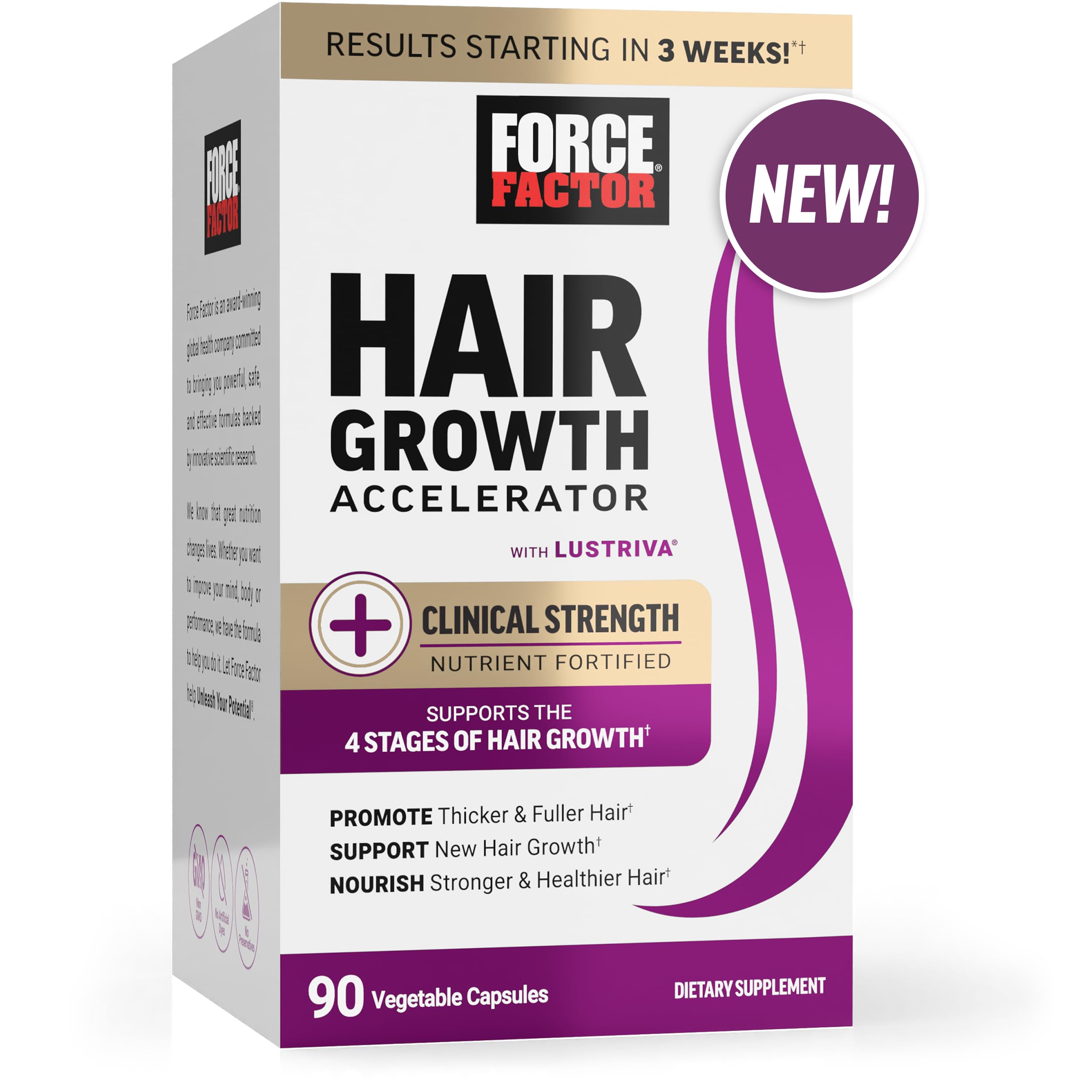 Foto 2 pulgar | Cápsulas Aceleradoras Del Crecimiento Del Cabello Force Factor 90 - Venta Internacional.