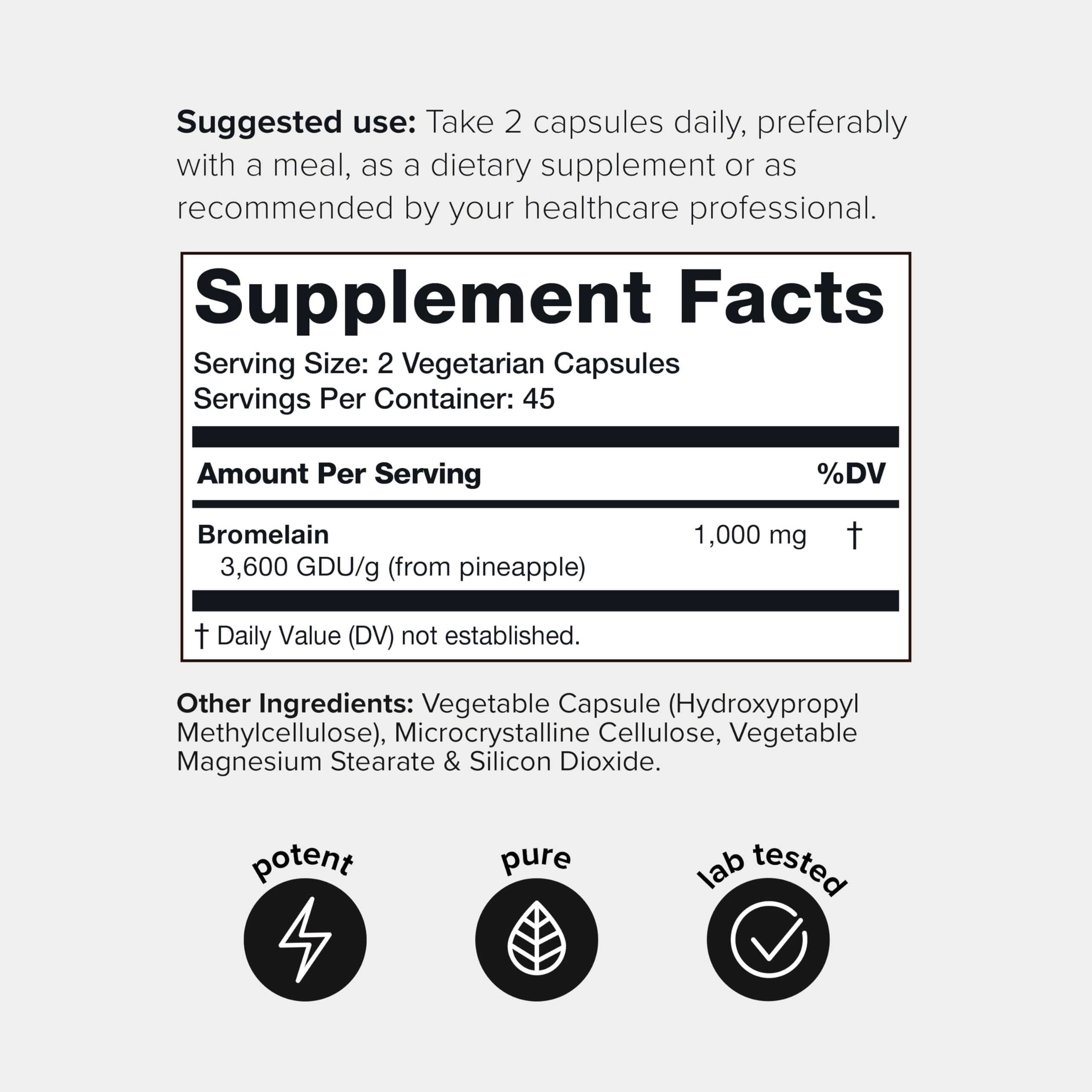 Foto 2 | Suplemento De Bromelina Toniiq Ultra High Strength 1000 Mg - Venta Internacional.