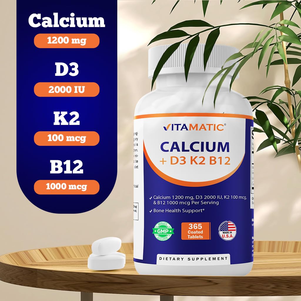 Foto 3 | Suplemento De Calcio Vitamático De 1200 Mg Con D3, K2 Y B12 365 Tabletas - Venta Internacional.