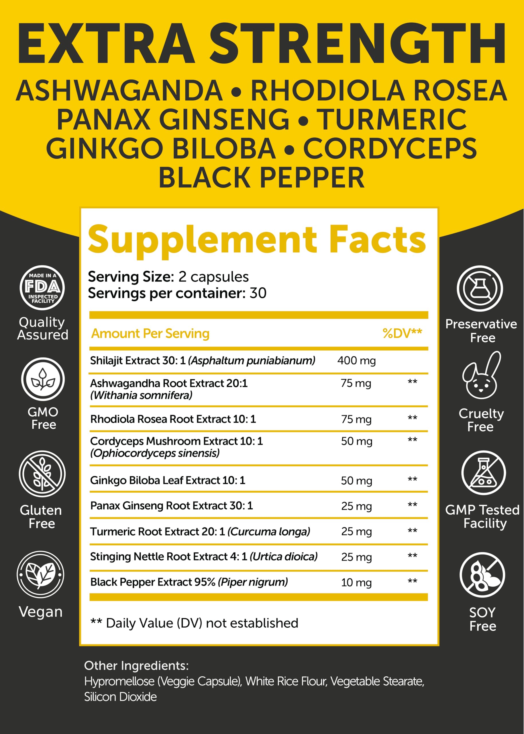 Foto 6 pulgar | Suplemento Lunakai Shilajit En Cápsulas De 1200 Mg Con Ashwagandha De 60 Unidades - Venta Internacional.