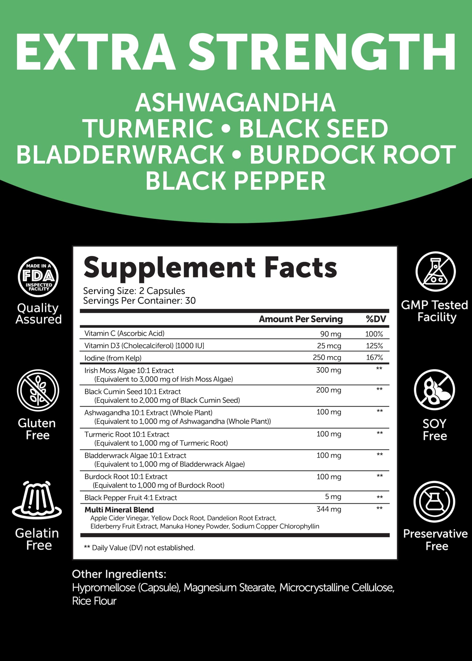 Foto 6 pulgar | Suplemento Lunakai Irish Sea Moss, Cápsulas De 3000 Mg, 60 Unidades - Venta Internacional.