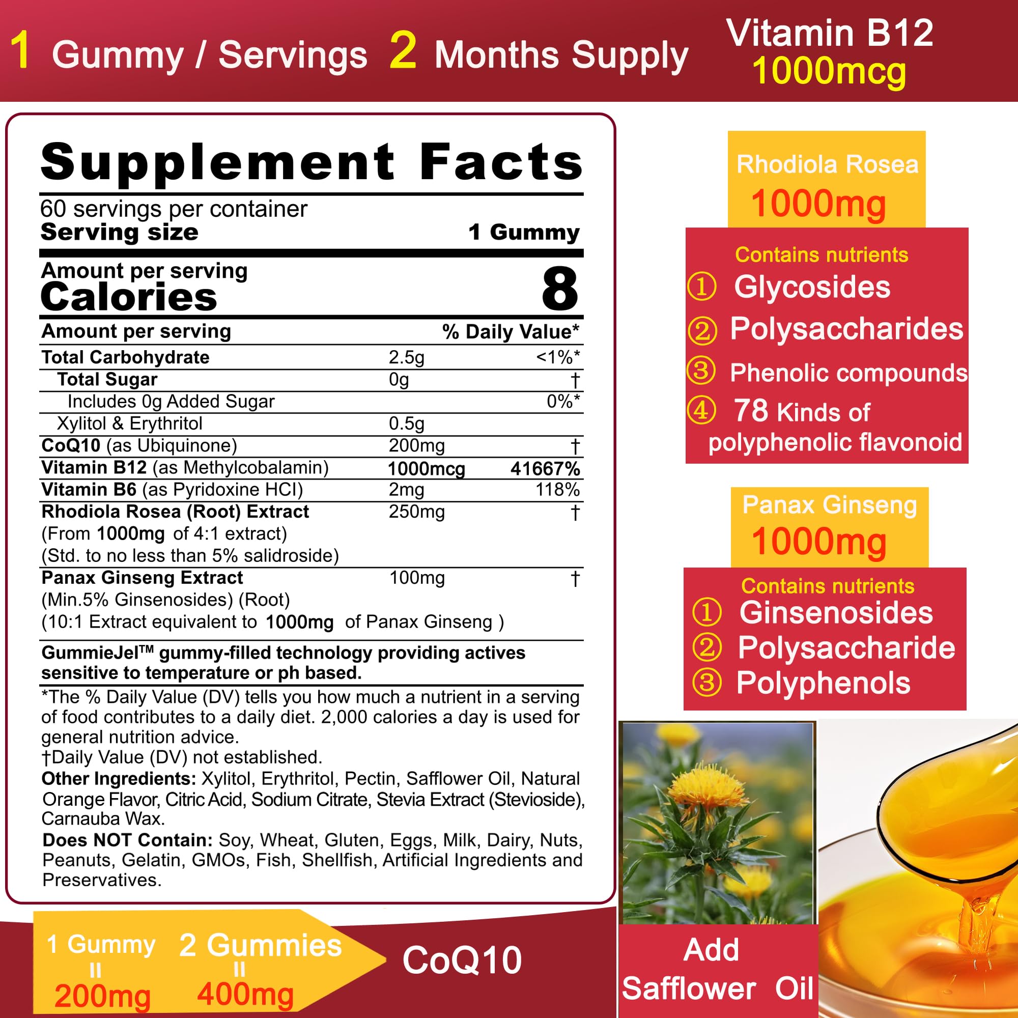 Foto 4 pulgar | Suplemento Para Gomitas Neviss Coq10-200 Mg, 400 Mg, Suministro Para 4 Meses - Venta Internacional.