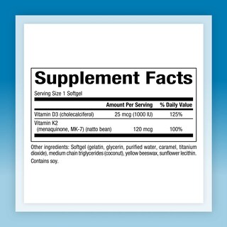 Foto 6 | Complemente Los Factores Naturales Con Vitamina D3 Y K2 1000 Ui/120 Mcg - Venta Internacional.