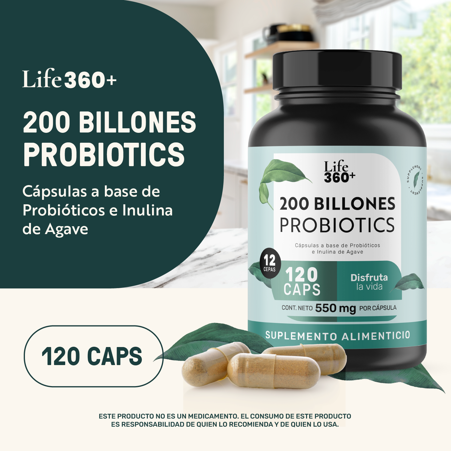 Foto 5 pulgar | Life 360+ 200 Billones Probiotics 120 Caps Probióticos