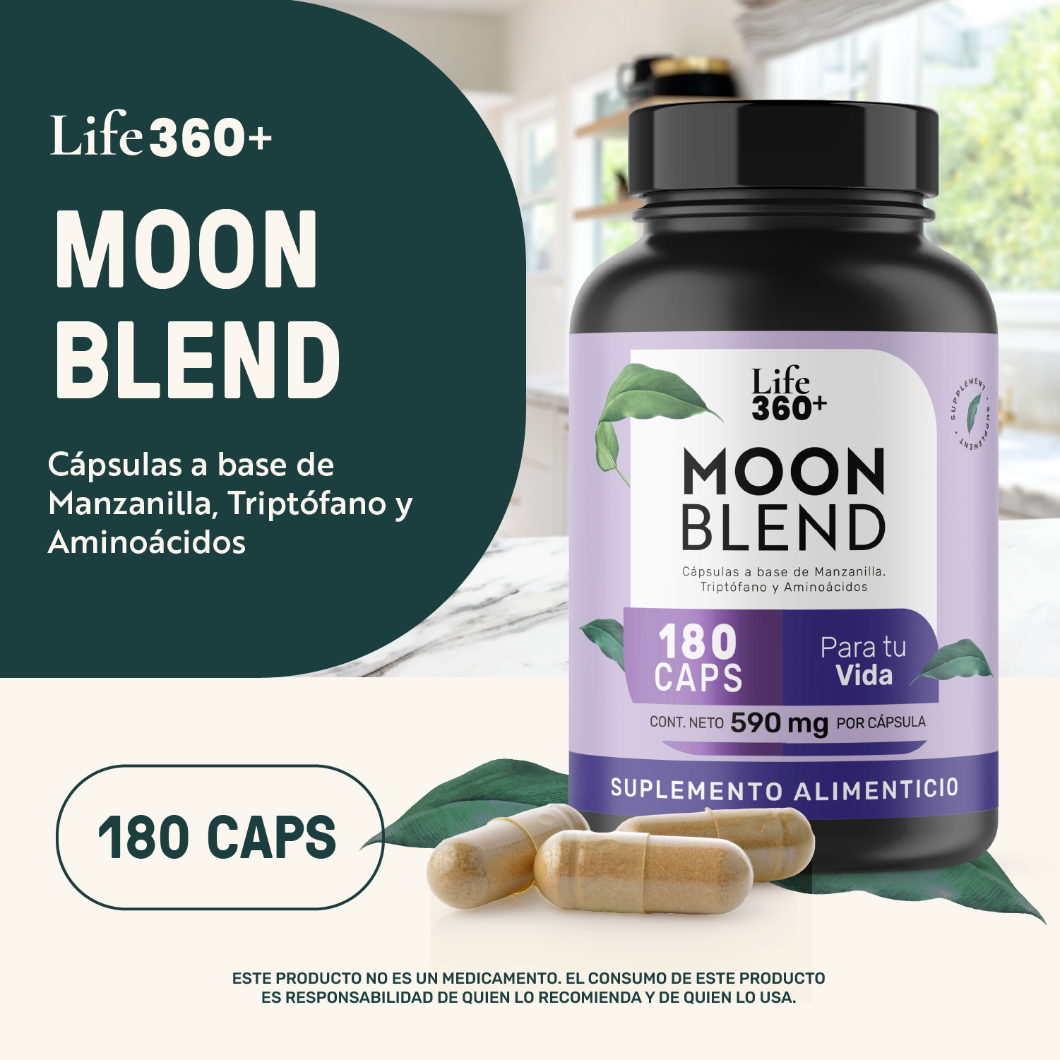 Foto 4 | Life 360+ Moon Blend 180 Caps Manzanilla Y Aminoácidos