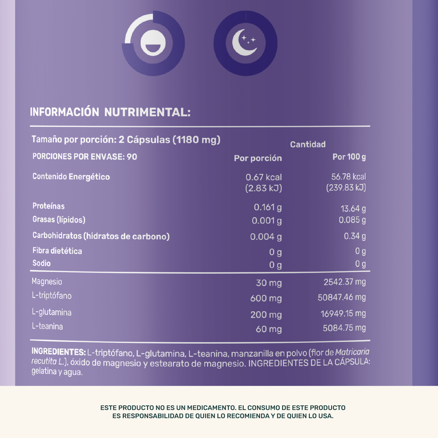 Foto 5 | Life 360+ Moon Blend 180 Caps Manzanilla Y Aminoácidos