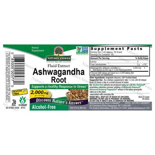 Foto 2 | Suplemento Nature's Answer Ashwagandha Withania Af 2000 Mg - Venta Internacional.