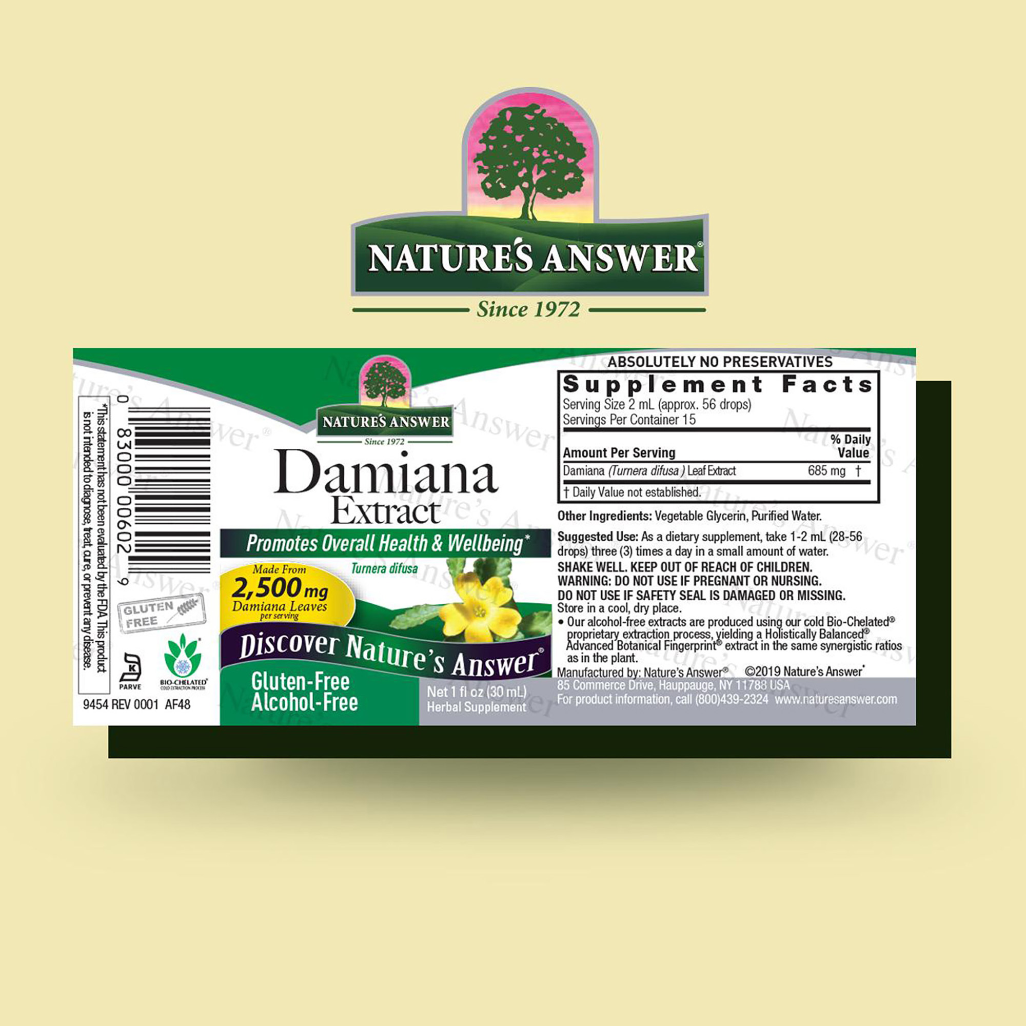 Foto 3 pulgar | Suplemento: Nature's Answer: Extracto De Damiana, 2500 Mg, 30 Ml - Venta Internacional.