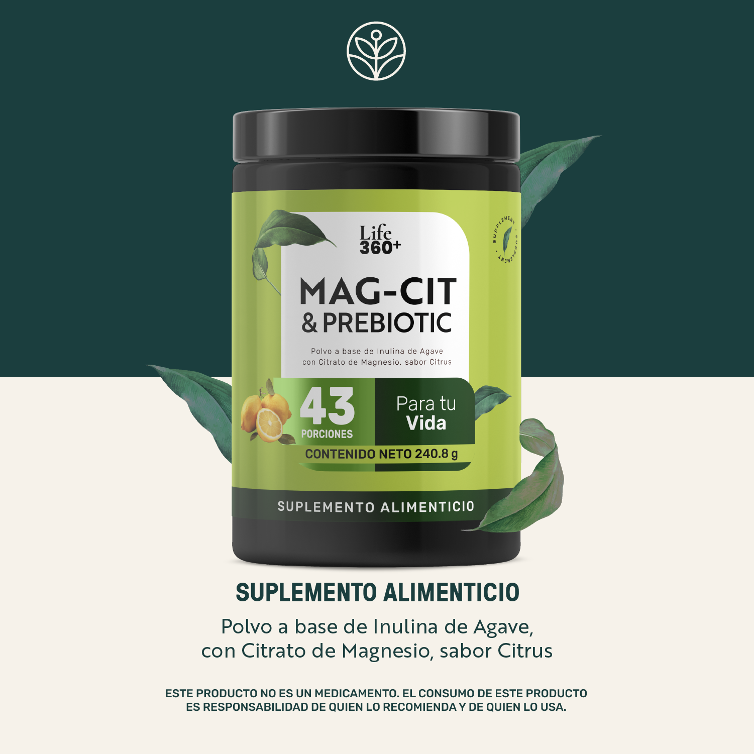 Foto 3 pulgar | Life 360+ Magcit & Prebiotic 240.8 G Citrato De Magnesio