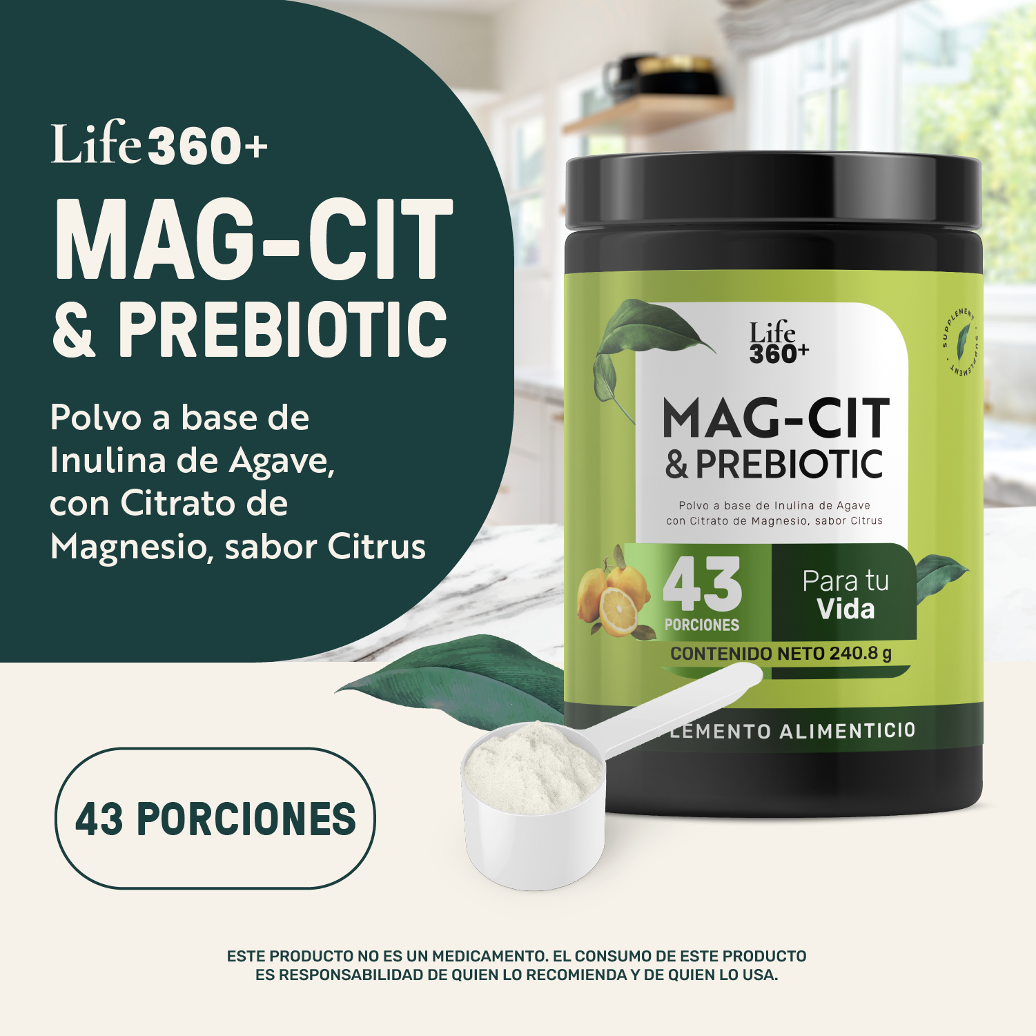 Foto 4 | Life 360+ Magcit & Prebiotic 240.8 G Citrato De Magnesio