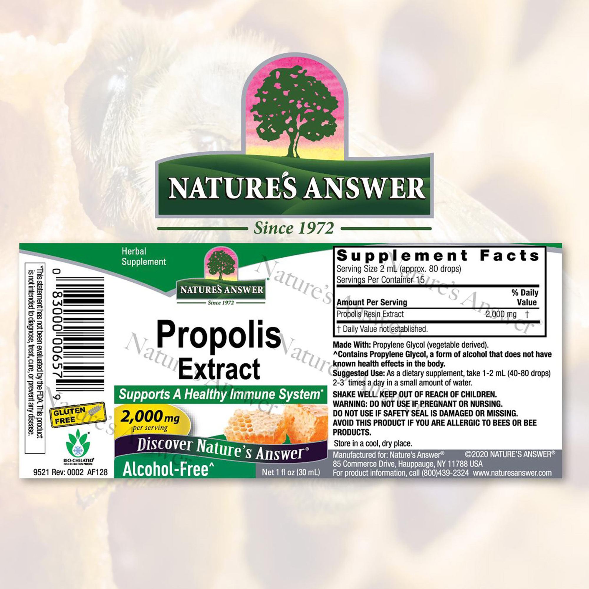 Foto 3 pulgar | Suplemento Natures Answer: Extracto De Propóleo Af, 1000 Mg, 30 Ml - Venta Internacional.