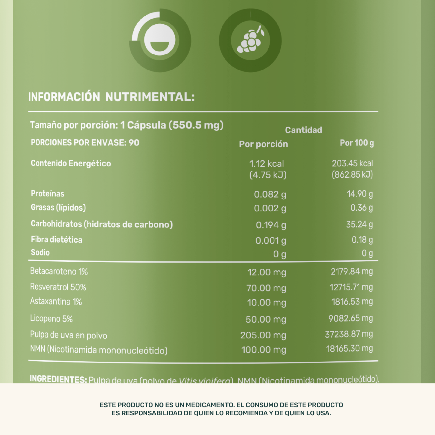 Foto 5 | Life 360+ Nmn & Antiox-mix 90 Caps Resveratrol Betacaroteno