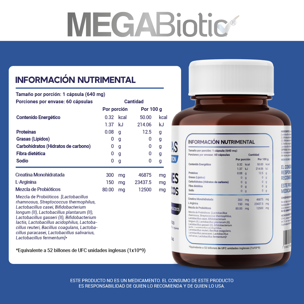 Foto 5 | Megabiotic Men Edition 16 Cepas 52 Billones 60 Caps Creatina