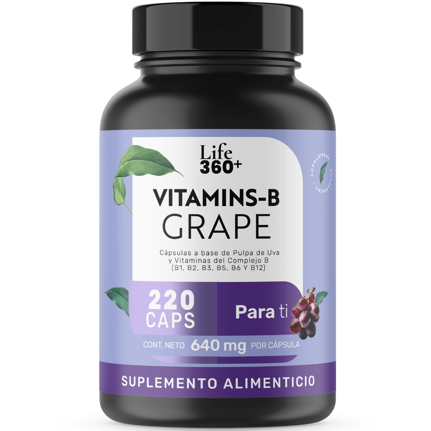 Life 360+ Vitamins-b Grape 220 Caps Vitaminas Del Complejo B