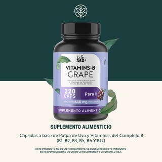 Foto 2 | Life 360+ Vitamins-b Grape 220 Caps Vitaminas Del Complejo B