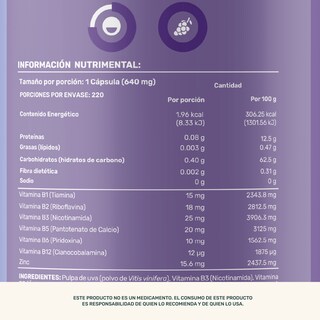 Foto 5 | Life 360+ Vitamins-b Grape 220 Caps Vitaminas Del Complejo B