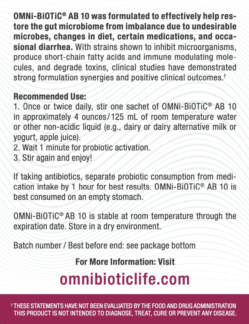 Foto 5 pulgar | Probiótico Omni Biotic Ab 10, Vegano, Probado Clínicamente, Paquete De 30 - Venta Internacional.