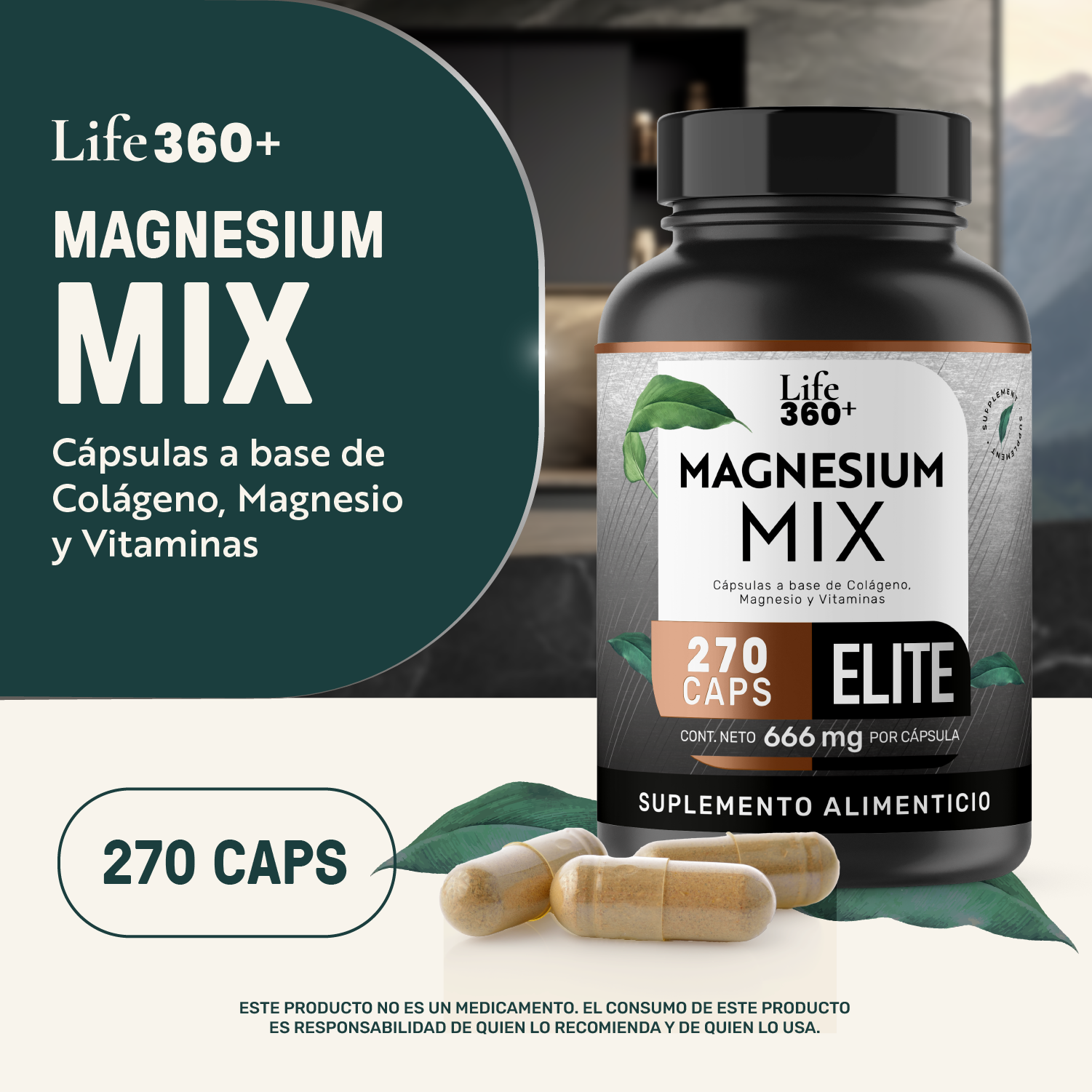 Foto 5 pulgar | Life360+ Magnesium Mix 270 Caps Colágeno Magnesio Vitaminas