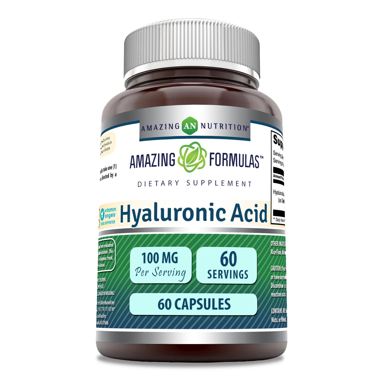 Foto 2 pulgar | Suplemento De Ácido Hialurónico Amazing Formulas 100 Mg 60 Cápsulas - Venta Internacional.