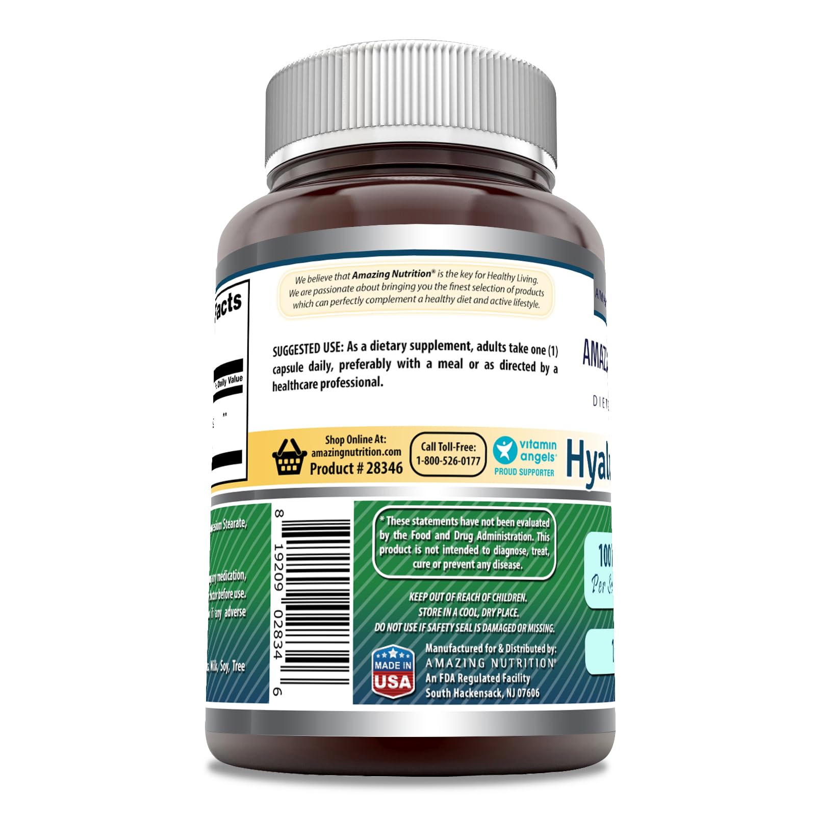 Foto 4 pulgar | Suplemento De Ácido Hialurónico Amazing Formulas 100 Mg 60 Cápsulas - Venta Internacional.