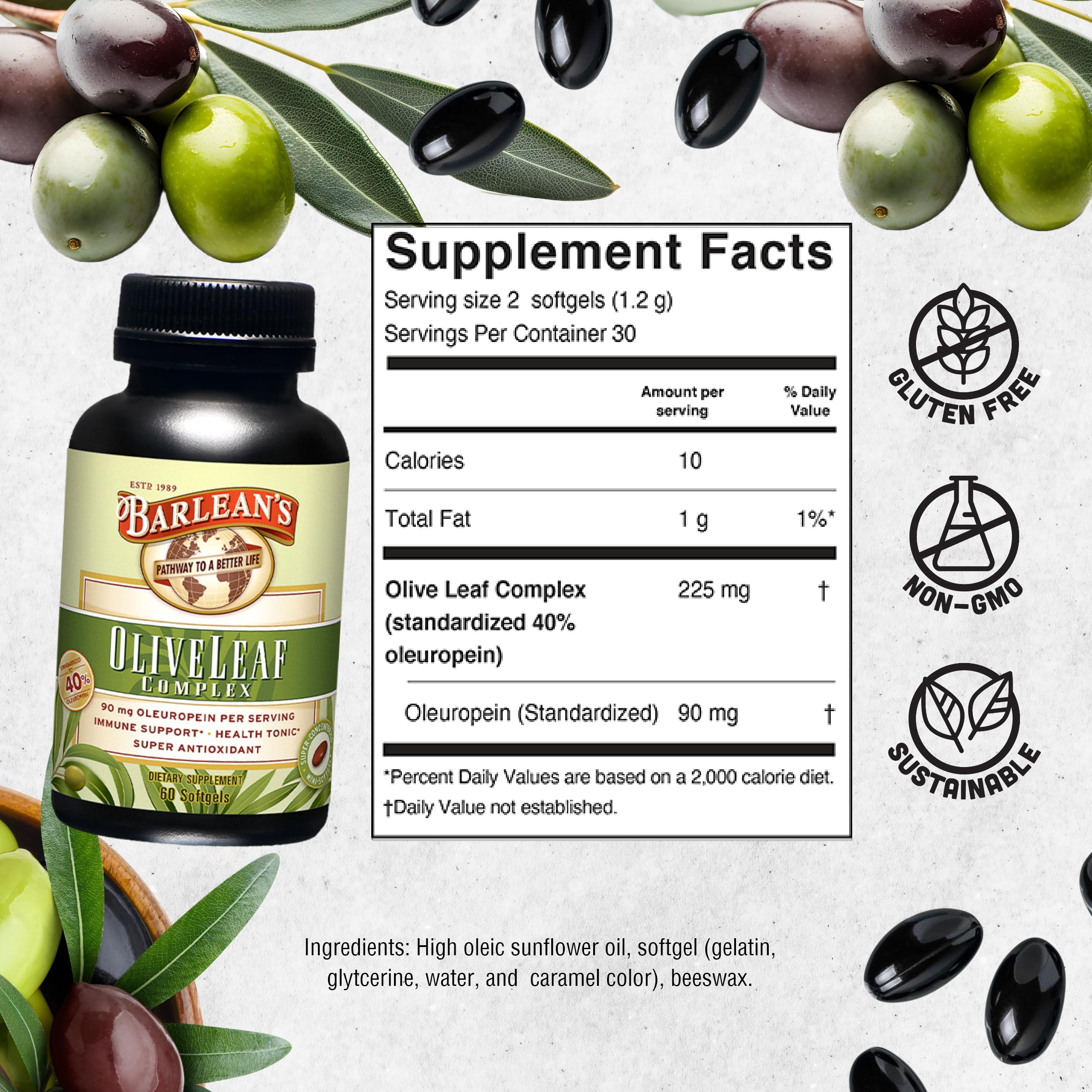 Foto 6 | Suplemento Barlean's Olive Leaf Complex 120 Cápsulas Blandas - Venta Internacional.