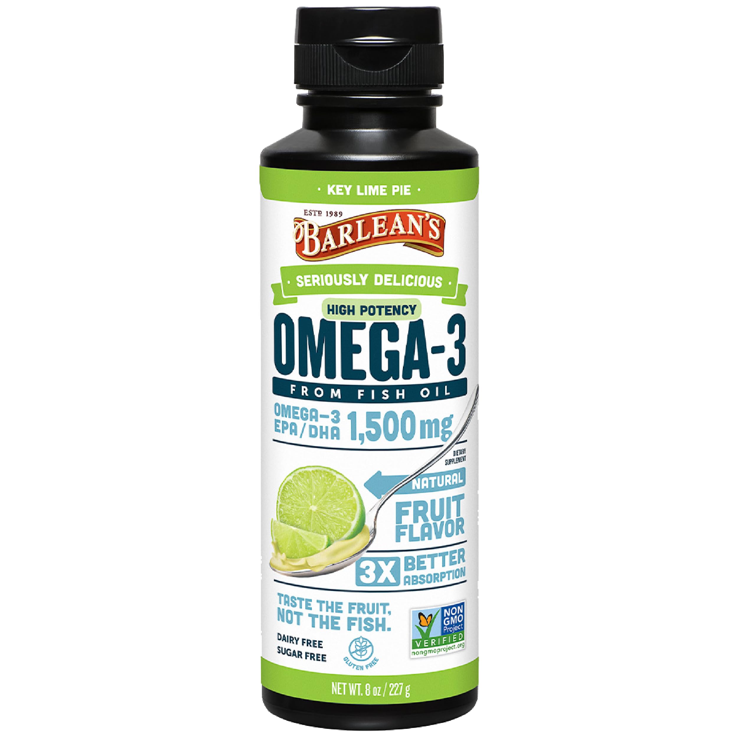 Foto 2 pulgar | Complementa El Aceite De Pescado Omega 3 De Alta Potencia De Barlean's Key Lime Pie - Venta Internacional.