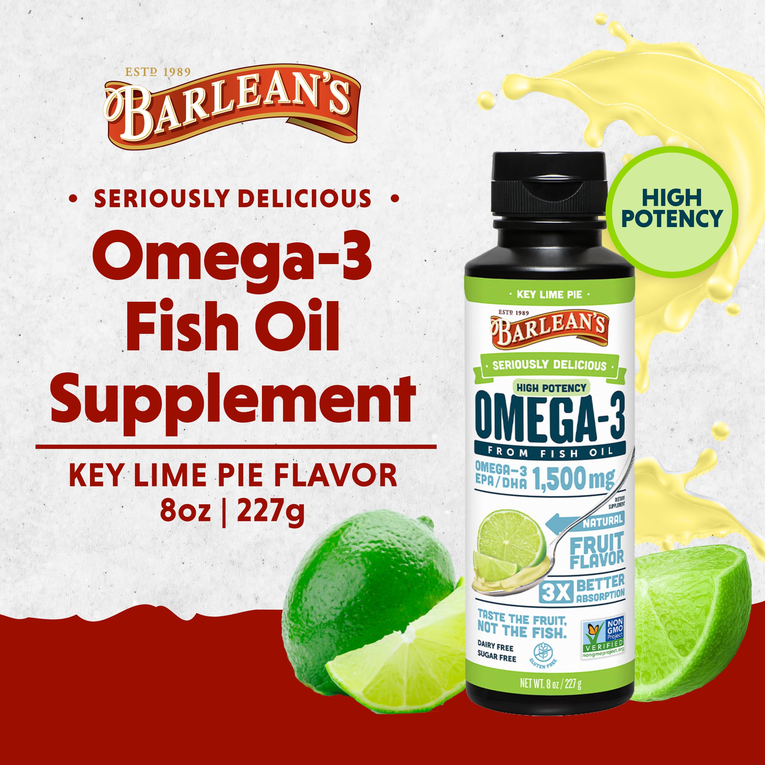 Foto 2 | Complementa El Aceite De Pescado Omega 3 De Alta Potencia De Barlean's Key Lime Pie - Venta Internacional.