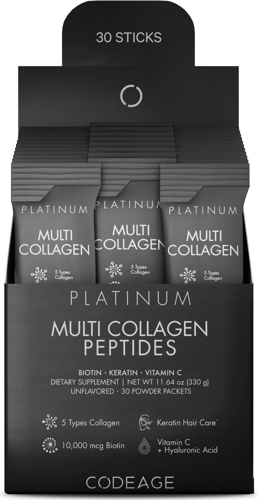 Foto 2 pulgar | Suplemento Codeage Multi Collagen Platinum Biotina De 10,000 Mcg - Venta Internacional.