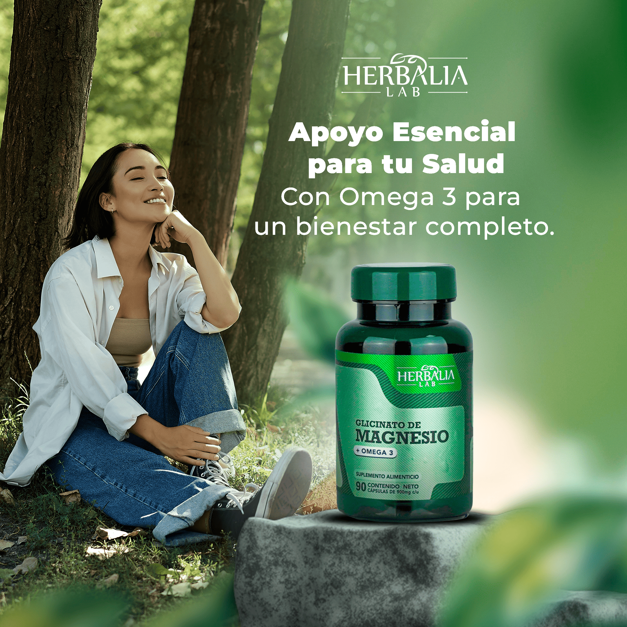 Foto 4 | Suplemento Alimenticio Herbalia Lab Glicinato de Magnesio 400mg Magnesio Glicinato + Omega 3 Magnesium Glycinate