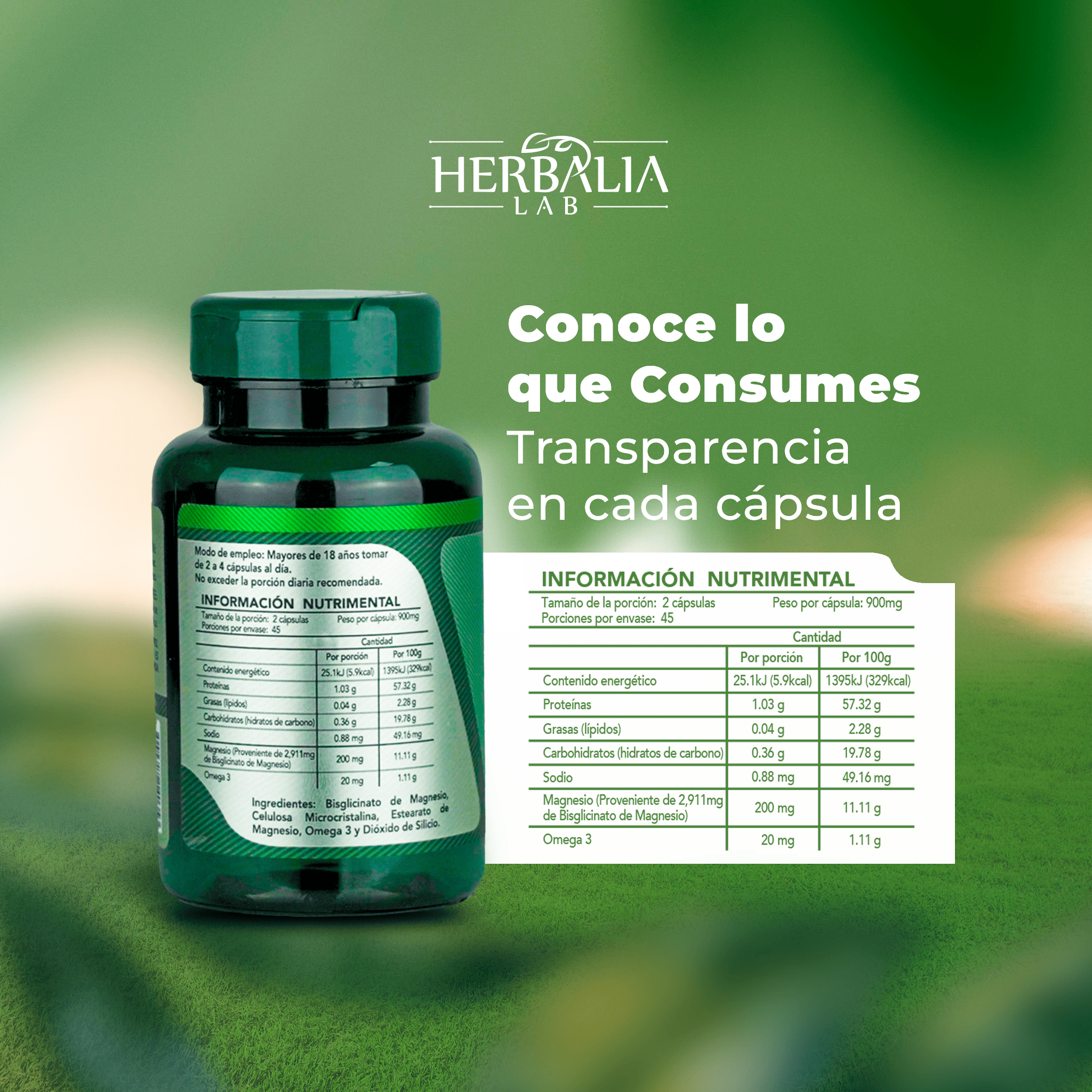 Foto 6 pulgar | Suplemento Alimenticio Herbalia Lab Glicinato de Magnesio 400mg Magnesio Glicinato + Omega 3 Magnesium Glycinate