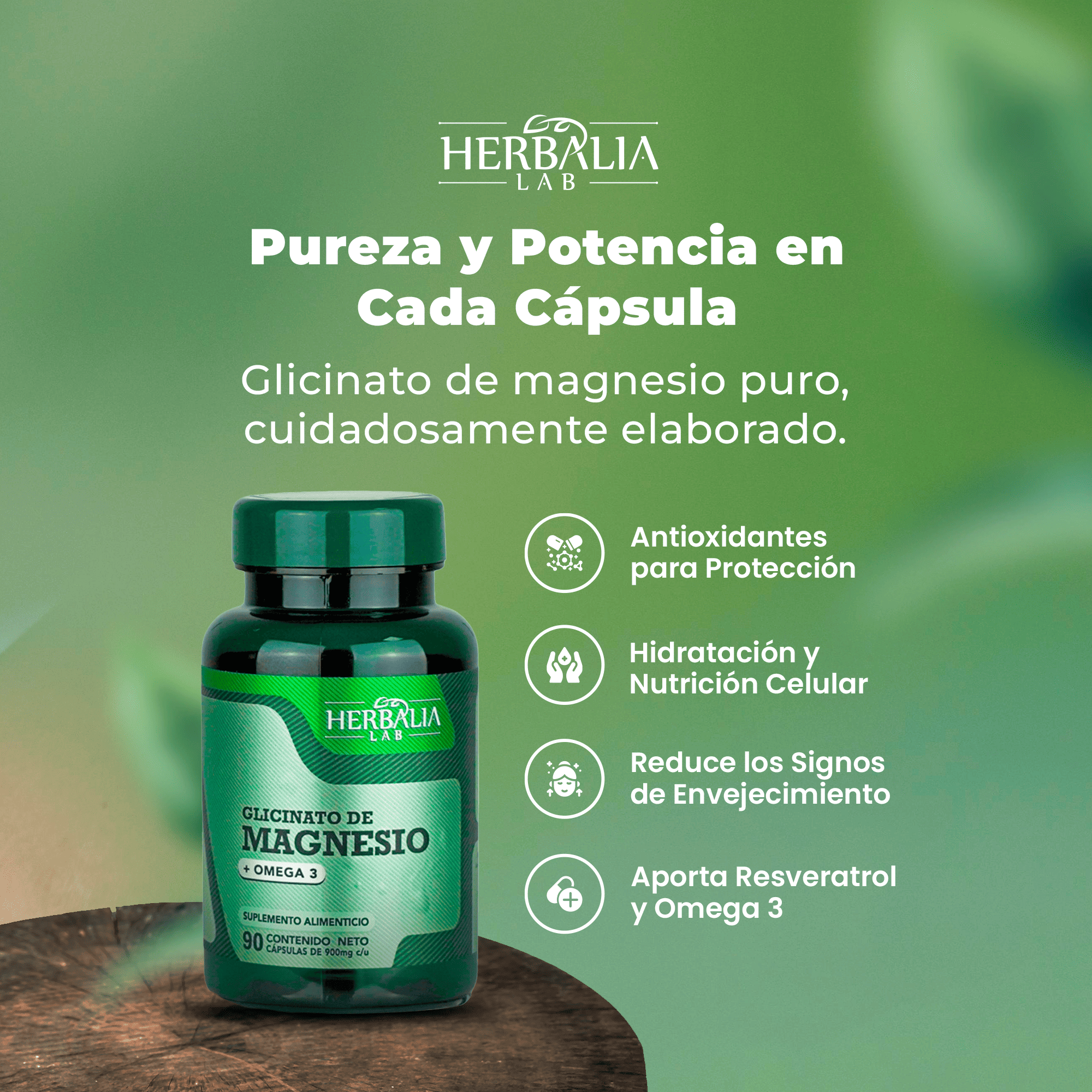 Foto 7 pulgar | Suplemento Alimenticio Herbalia Lab Glicinato de Magnesio 400mg Magnesio Glicinato + Omega 3 Magnesium Glycinate