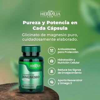Foto 6 | Suplemento Alimenticio Herbalia Lab Glicinato de Magnesio 400mg Magnesio Glicinato + Omega 3 Magnesium Glycinate