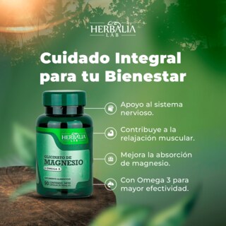 Foto 7 | Suplemento Alimenticio Herbalia Lab Glicinato de Magnesio 400mg Magnesio Glicinato + Omega 3 Magnesium Glycinate