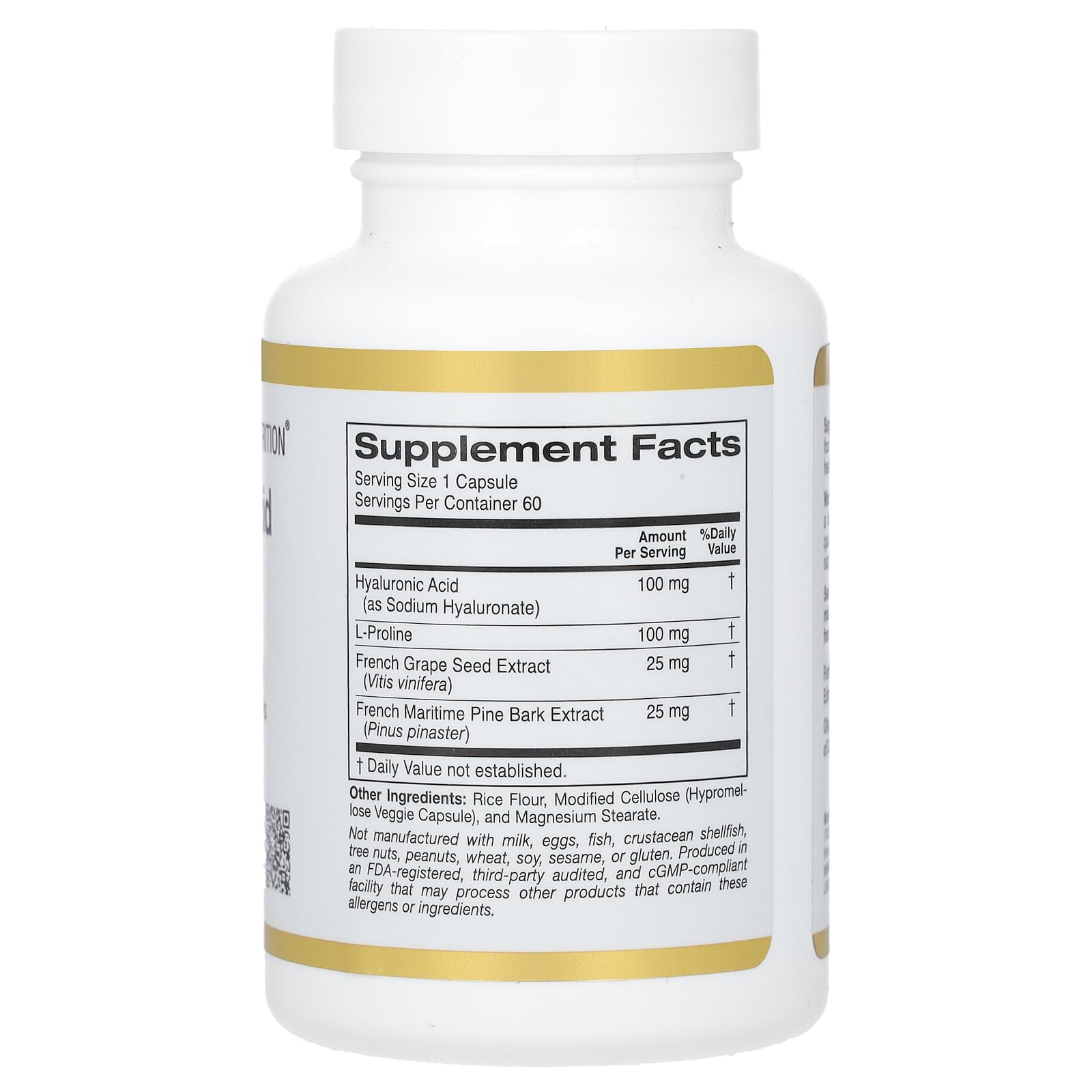 Foto 3 pulgar | Suplemento De Ácido Hialurónico De California Gold Nutrition 60 Cápsulas - Venta Internacional.