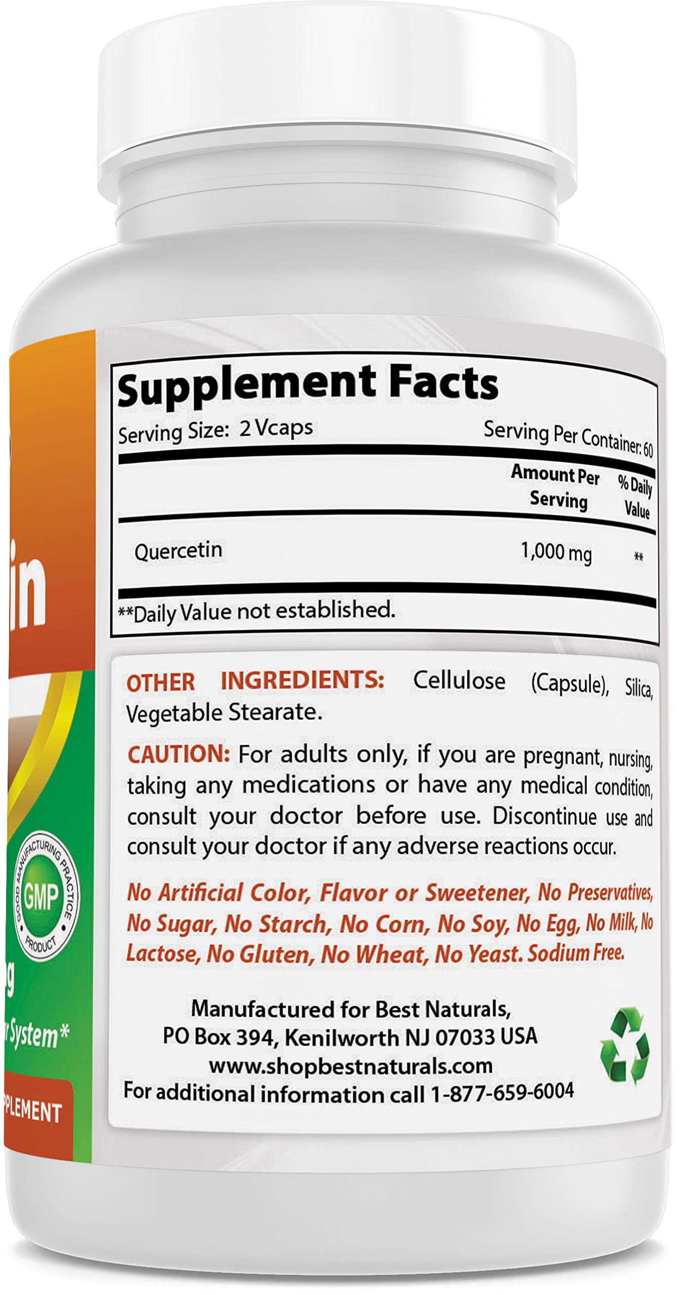 Foto 5 | Suplemento Best Naturals Quercetina 1000 Mg 120 Cápsulas Vegetarianas - Venta Internacional.