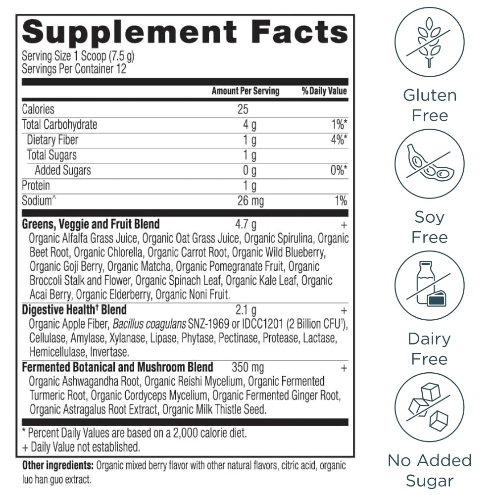 Foto 3 pulgar | Suplementos Ancient Nutrition Supergreens En Polvo, 90 Ml - Venta Internacional.
