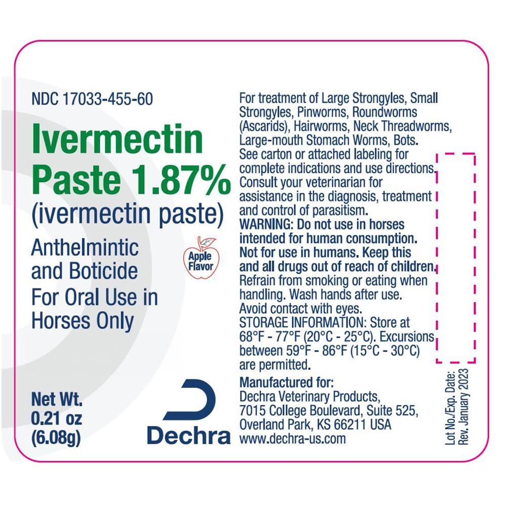 Foto 4 pulgar | Pasta Desparasitante Para Caballos Pasta De Ivermectina Dechra 1,87% - Venta Internacional.