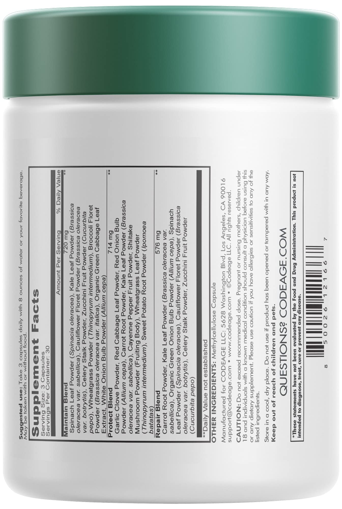 Foto 5 pulgar | Suplemento Codeage Instantfood Easy Veggies 90 Cápsulas - Venta Internacional.
